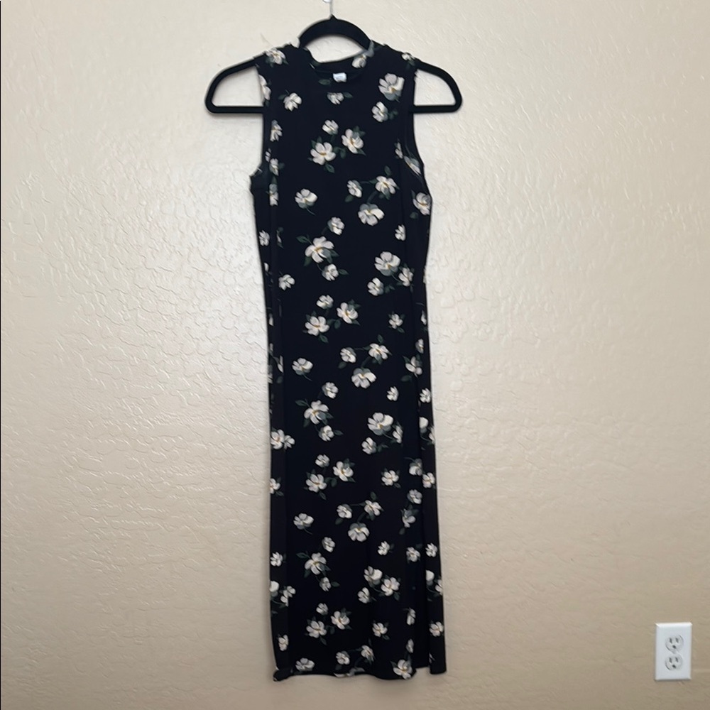 Floral Black Sleeveless Dress